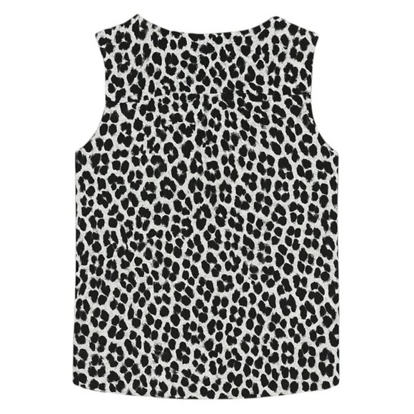 Ann Taylor LOFT Animal Print Tie-Neck Sleeveless Elastic Hem Blouse - Size XS - Picture 2 of 6